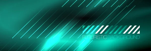 Linhas techno brilhantes néon, oi-tech modelo de fundo abstrato futurista com linhas — Vetor de Stock