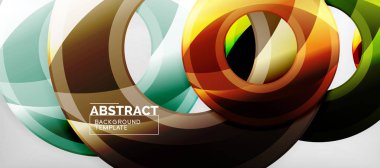 Arka plan, renkli yuvarlak şekiller gölge efektleri ile modern daireler geometrik soyut