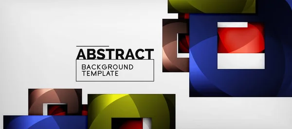 Abstrakter geometrischer Hintergrund. Hochglanz-quadratische Formenkomposition auf grauer, minimalistischer Stilvorlage mit Kopierraum — Stockvektor