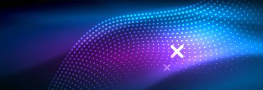 Koyu, parlak hareket, sihirli alan ışık parlayan soyut dalga. Vektör techno arka plan