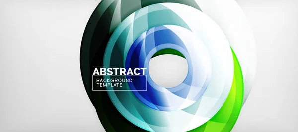 Moderne geometrische Kreise abstrakter Hintergrund, bunte runde Formen mit Schatteneffekten — Stockvektor