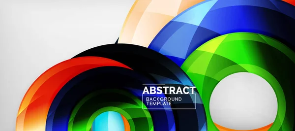 Modern geometric circles abstract background, colorful round shapes with shadow effects — Stock Vector