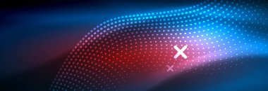 Koyu, parlak hareket, sihirli alan ışık parlayan soyut dalga. Vektör techno arka plan