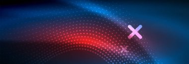 Koyu, parlak hareket, sihirli alan ışık parlayan soyut dalga. Vektör techno arka plan