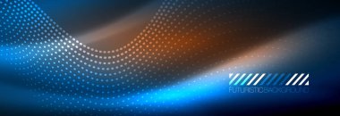 Koyu, parlak hareket, sihirli alan ışık parlayan soyut dalga. Vektör techno arka plan