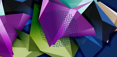Renkli geometrik arka plan, en az düzeyde soyutlama tasarım mozaik tarzı 3d şekil ile