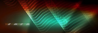 Neon parlayan techno hatları, yüksek teknoloji fütüristik arka plan şablonu kare şekilleri ile