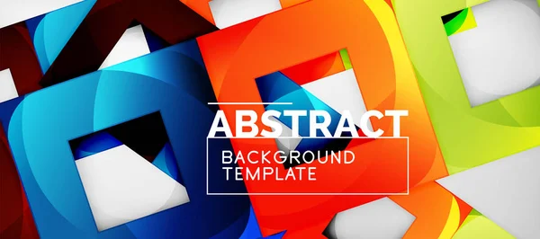 Abstract geometric background. Glossy square shapes composition on grey, minimalistic style template with copyspace — Stock Vector