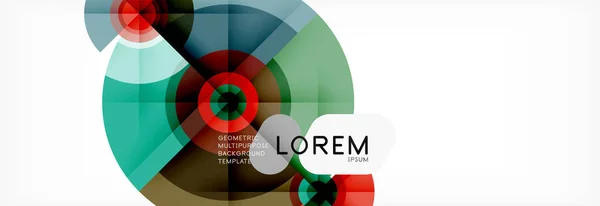 Círculos geométricos mínimos e triângulos fundo abstrato, techno design moderno, modelo de cartaz — Vetor de Stock