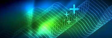 Neon parlayan techno hatları, yüksek teknoloji fütüristik arka plan şablonu kare şekilleri ile