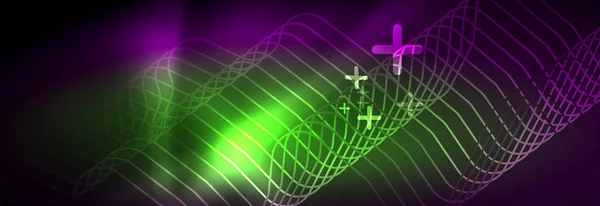 Сяючі неонові абстрактні лінії, технічно футуристичний шаблон — стоковий вектор