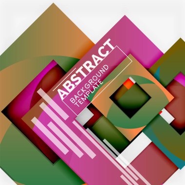 Renk metin ile kare kompozisyon. Geometrik arka plan