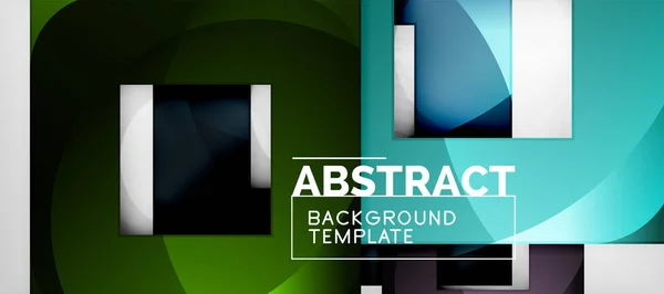 Abstrakter geometrischer Hintergrund. Hochglanz-quadratische Formenkomposition auf grauer, minimalistischer Stilvorlage mit Kopierraum — Stockvektor