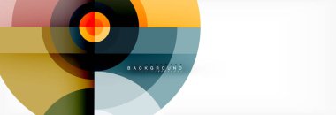 En az geometrik daireler ve üçgenler soyut arka plan, techno modern tasarımı, afişi şablonu