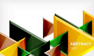 Üçgen repetiton geometrik arka plan, çok renkli parlak üçgen şekiller, yüksek teknoloji poster kapak tasarımı veya web sunum şablonu kopya alanı ile