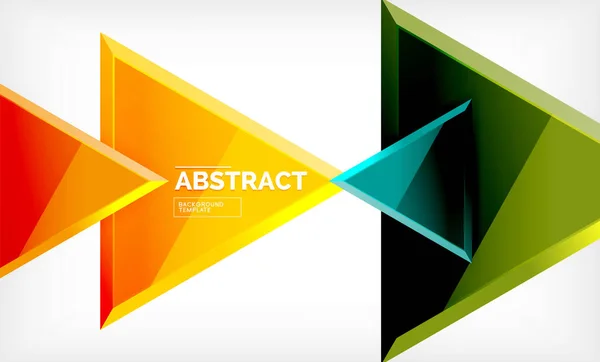 Fondo abstracto geométrico de repetición de triángulos, formas triangulares brillantes multicolores, diseño de cubierta de póster de alta tecnología o plantilla de presentación web con espacio de copia — Vector de stock