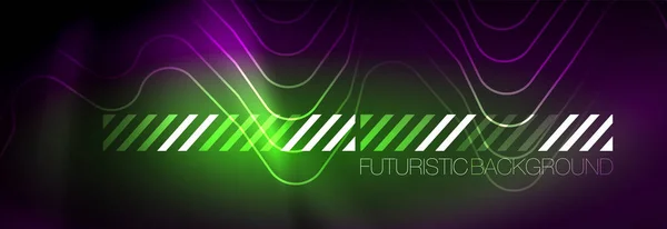 Gloeiende neon abstracte lijnen, techno futuristische sjabloon — Stockvector