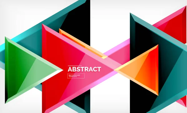 Dreiecke, sich wiederholende geometrische abstrakte Hintergründe, mehrfarbig glänzende dreieckige Formen, Hi-Tech-Postercover-Design oder Web-Präsentationsvorlage mit Kopierraum — Stockvektor