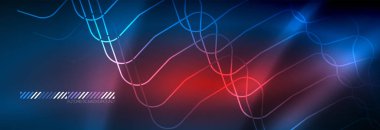 Neon parlayan techno hatları, yüksek teknoloji fütüristik arka plan şablonu kare şekilleri ile