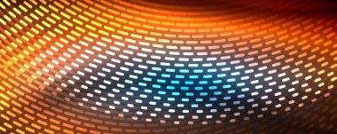 Işık parçacıkları karanlık neon uzayda parlayan, magic kızdırma parlak arka plan