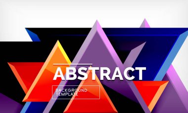 Üçgen repetiton geometrik arka plan, çok renkli parlak üçgen şekiller, yüksek teknoloji poster kapak tasarımı veya web sunum şablonu kopya alanı ile