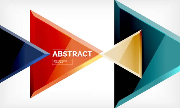 Dreiecke, sich wiederholende geometrische abstrakte Hintergründe, mehrfarbig glänzende dreieckige Formen, Hi-Tech-Postercover-Design oder Web-Präsentationsvorlage mit Kopierraum — Stockvektor