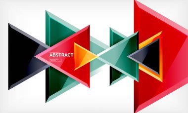 Üçgen repetiton geometrik arka plan, çok renkli parlak üçgen şekiller, yüksek teknoloji poster kapak tasarımı veya web sunum şablonu kopya alanı ile