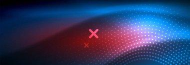 Koyu, parlak hareket, sihirli alan ışık parlayan soyut dalga. Vektör techno arka plan