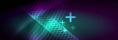 Parlak neon özet satırları, techno fütüristik şablonu