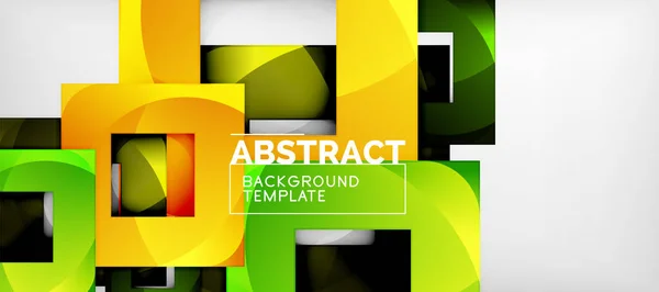 Abstracte geometrische achtergrond. Glossy vierkante vormen samenstelling op grijs, minimalistische stijlsjabloon met copyspace — Stockvector