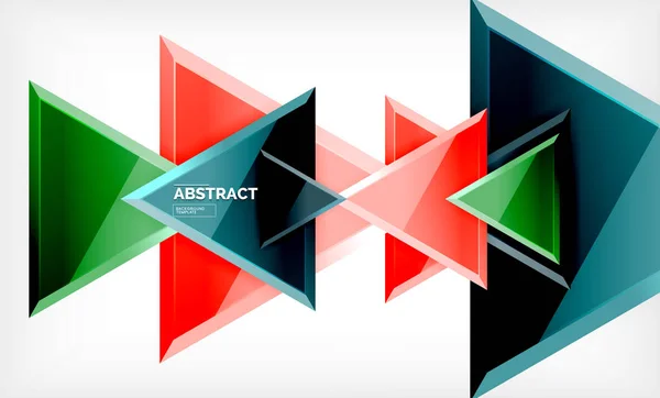 Fondo abstracto geométrico de repetición de triángulos, formas triangulares brillantes multicolores, diseño de cubierta de póster de alta tecnología o plantilla de presentación web con espacio de copia — Archivo Imágenes Vectoriales