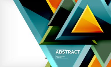 Üçgen repetiton geometrik arka plan, çok renkli parlak üçgen şekiller, yüksek teknoloji poster kapak tasarımı veya web sunum şablonu kopya alanı ile