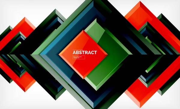 Quadratischer abstrakter Hintergrund, glänzend geometrisches Design — Stockvektor