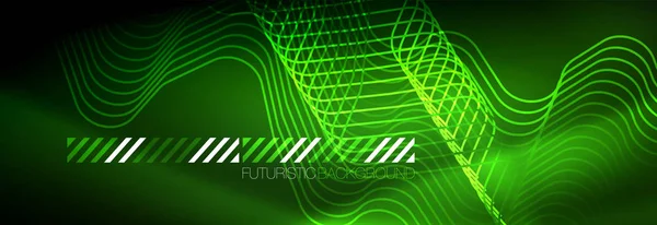 Luzes de néon brilhante fundo, design techno, papel de parede moderno para o seu projeto — Vetor de Stock