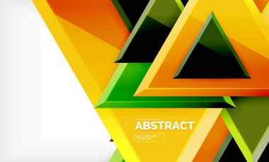 Üçgen repetiton geometrik arka plan, çok renkli parlak üçgen şekiller, yüksek teknoloji poster kapak tasarımı veya web sunum şablonu kopya alanı ile
