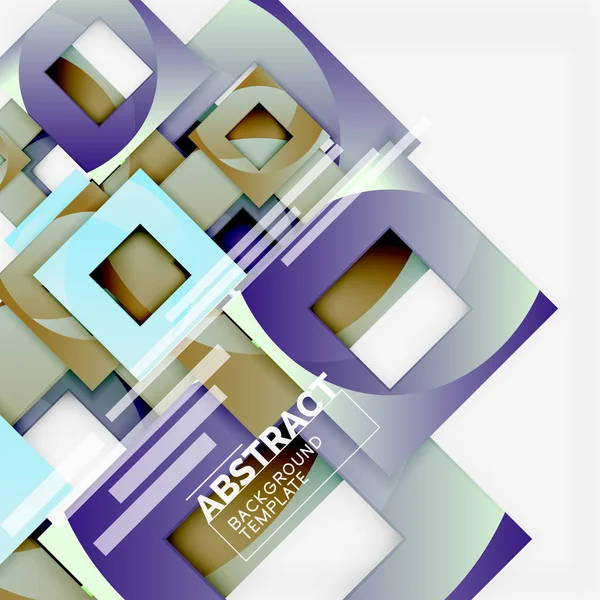 Fond abstrait géométrique minimal avec composition de carrés multicolores — Image vectorielle