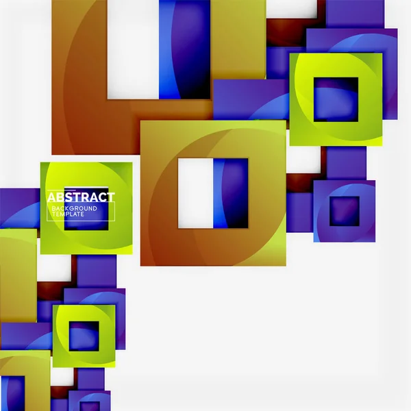 幾何学的最小限の抽象的背景と多色の正方形の構成 — ストックベクタ