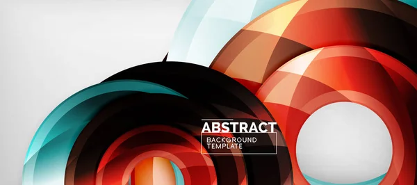 Nowoczesne geometryczne okręgi streszczenie tło, kolorowe okrągłe kształty z Efekty cienia — Wektor stockowy