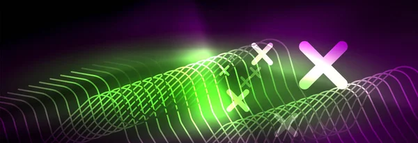 Izzó neon absztrakt vonalak, techno futurisztikus sablon — Stock Vector