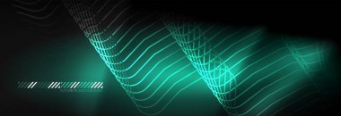 Karanlık neon ışık parlayan şablon, soyut vektör arka plan satırları