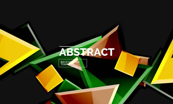 Hochglanz-Mosaik geometrische Formen - Quadrate und Dreiecke auf Schwarz — Stockvektor