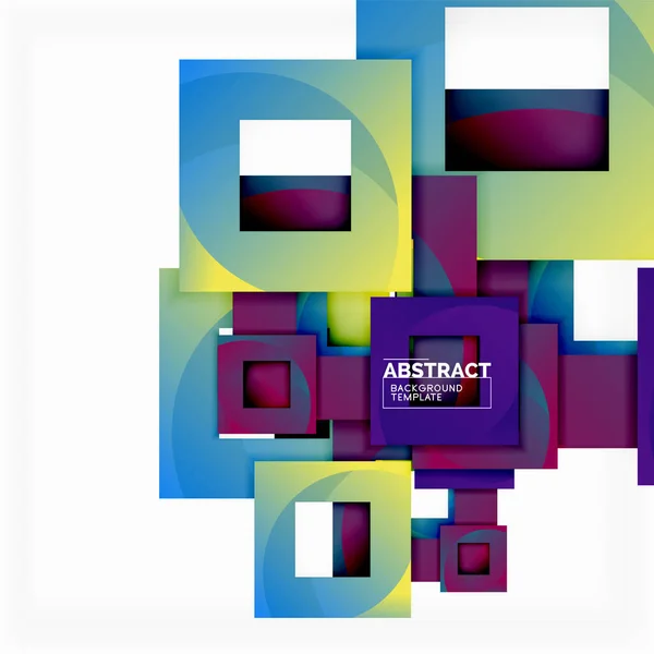 Geometrische minimale abstracte achtergrond met veelkleurige vierkanten compositie — Stockvector
