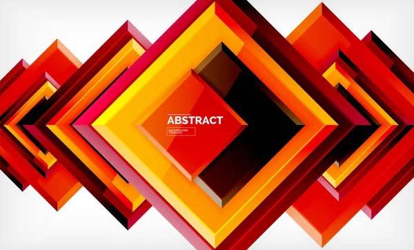 正方形の抽象的な背景、光沢のある幾何学的なデザイン — ストックベクタ