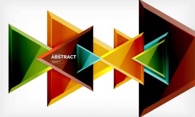 Üçgen repetiton geometrik arka plan, çok renkli parlak üçgen şekiller, yüksek teknoloji poster kapak tasarımı veya web sunum şablonu kopya alanı ile