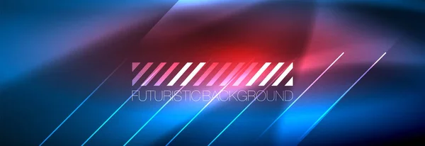 Neon glödande techno linjer, högteknologiska futuristiska abstrakt bakgrund mall med linjer — Stock vektor