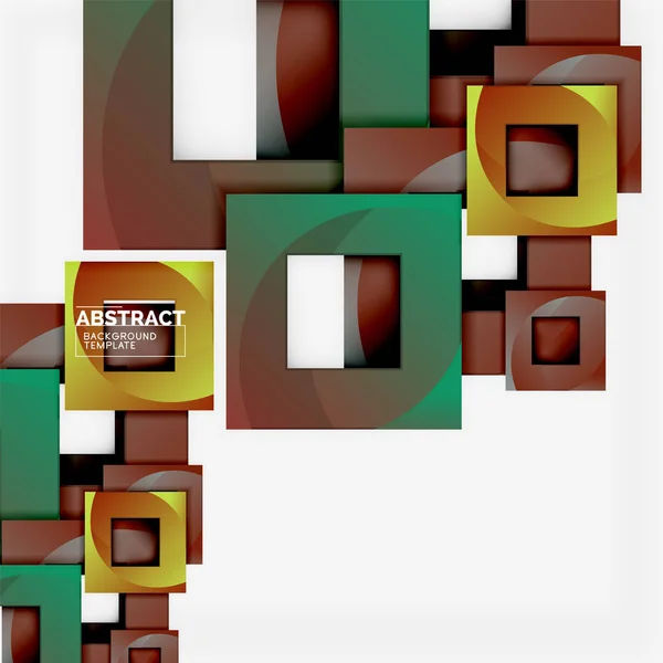 幾何学的最小限の抽象的背景と多色の正方形の構成 — ストックベクタ