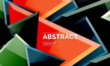 Parlak mozaik geometrik şekiller - kare ve üçgen siyah stil