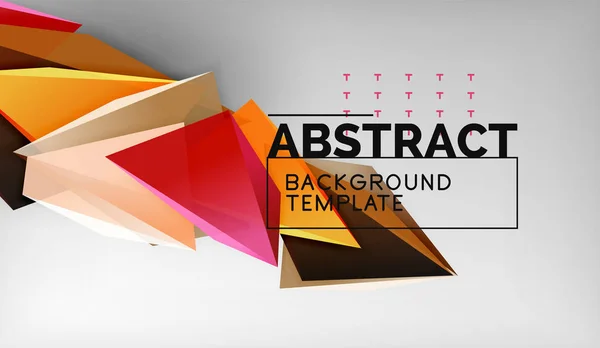 3d formas geométricas triangulares fondo abstracto, composición de triángulos de color sobre fondo gris, fondo de pantalla conceptual de negocios o alta tecnología — Vector de stock