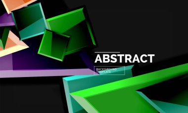 Parlak mozaik geometrik şekiller - kare ve üçgen siyah stil