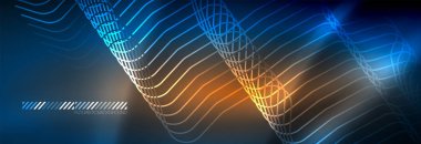 Neon parlayan techno hatları, yüksek teknoloji fütüristik arka plan şablonu kare şekilleri ile